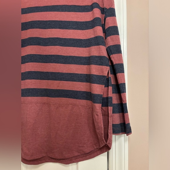 Women's Z Supply Striped Varsity Crew Neck Stone Sun Washed Oversized - Picture 5 of 7